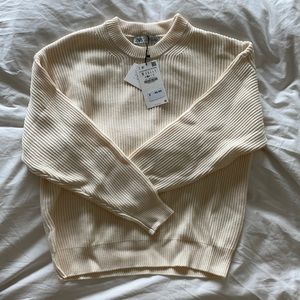 Zara Ivory Crew Neck Sweater
